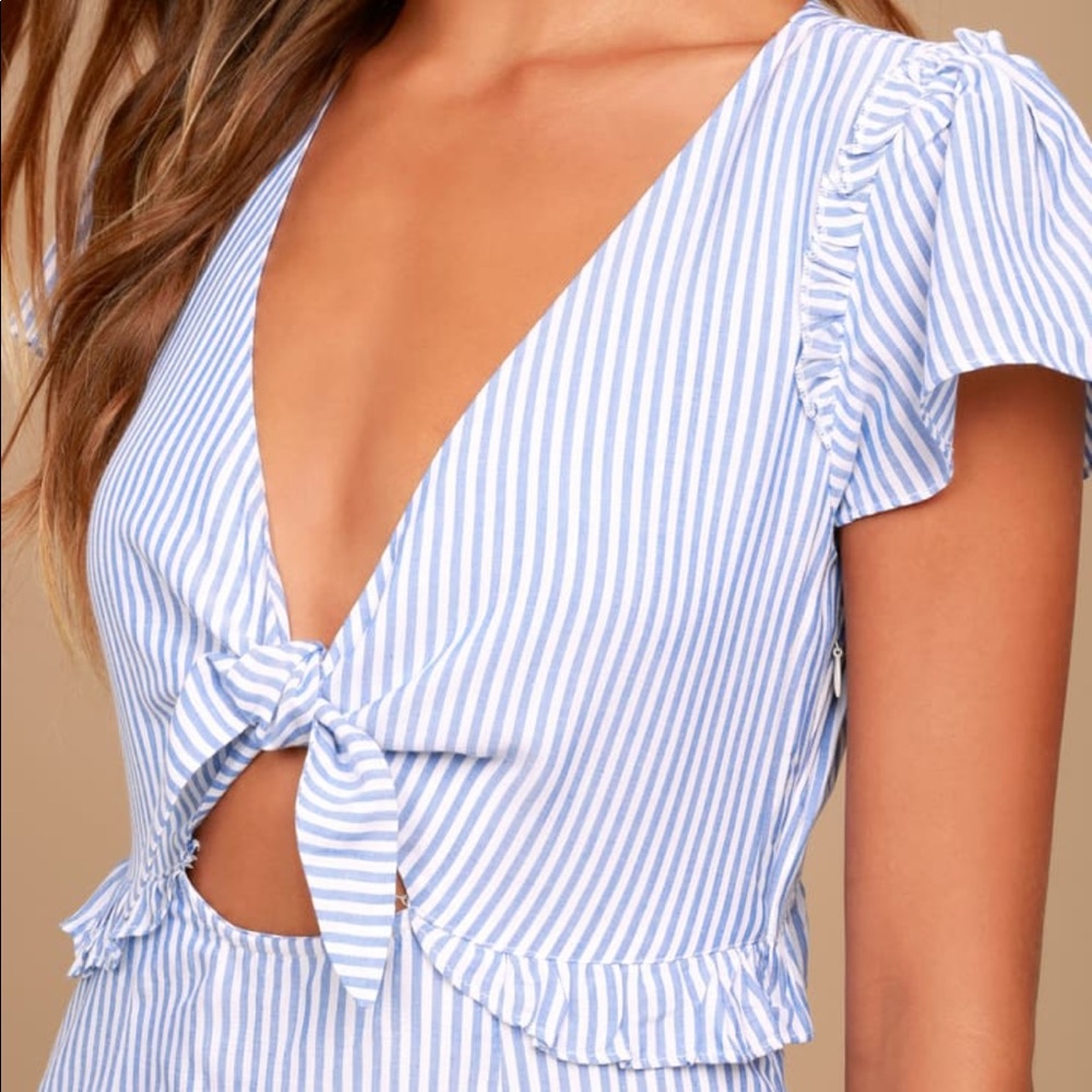 Seaport Light Blue & White Striped Tie-Front Dress - Picture 4 of 6